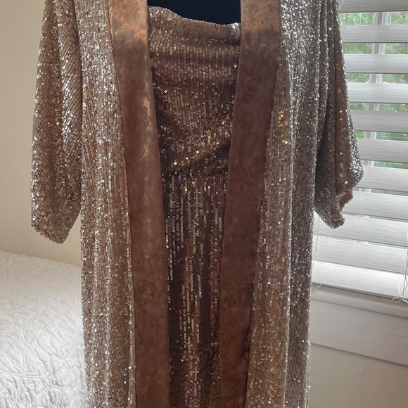 Champagne and silver sequin dress and jacket combo - Picture 4 of 6